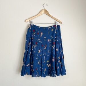 Chaps Blue Floral Tiered Skirt
